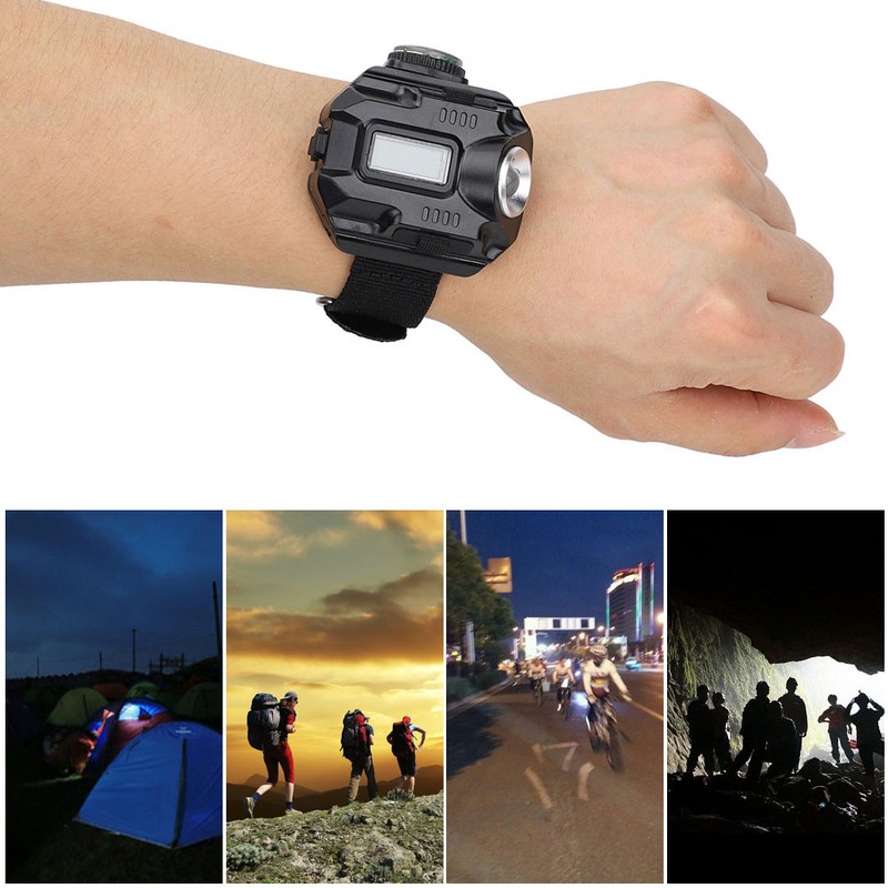 Outdoor Waterproof LED Portable Wrist Light Highlight Flashlight with Display