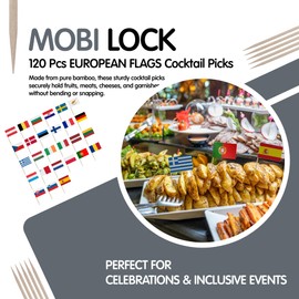 120Pcs EU Countries Flag Cocktail Picks - Bamboo Toothpicks for Parties