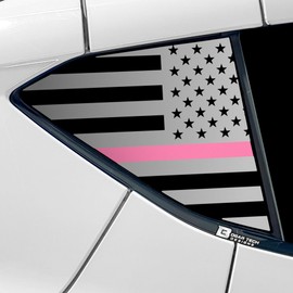 BOGAR TECH DESIGNS Precut Quarter Window American Flag Vinyl Decal Sticker Compatible with Chevy Corvette C8 2020-2024, Pink Line