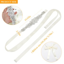 Evherv Handmade Crystal Diamond Bridal Belt Wedding Belt with Ribbon Ivory White Ribbon for Wedding Dress Women and Girls