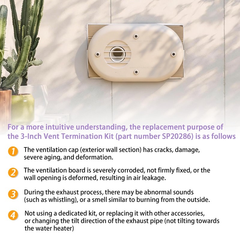 SP20286 3-Inch Vent Termination Kit - Fits for Rheem Beige