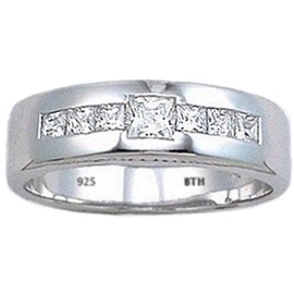 BESTTOHAVE Mens Ring - Genuine 925 Sterling Silver Wedding Engagement Jewelry Unique Band Ring Size W