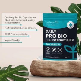 Nutravita Probiotics for Gut Health - 90 Vegan Capsules (Not Tablets) for Gut Health & Bloating Relief - Probiotic Supplements for Men & Women - Bio Cultures Complex with Lactobacillus Acidophilus