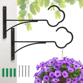 SNAIL GARDEN Hanging Plant Bracket, 2Pack Hanging Plant Hangers Outdoor with Screws, Metal Plant Hooks for Hanging Baskets Black Iron Outdoor Hanging Brackets