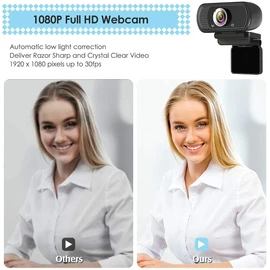 Webcam HD JFMShop 1080p Web Camera, USB PC Computer Webcam with Microphone, Laptop Desktop Full HD Camera Video Webcam 110 Degree Widescreen, Pro Streaming Webcam for Recording, Calling, Conferencing, Gaming (D10)