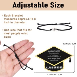 AIOMOB 24 Sets Graduation Bracelets Class of 2025 Gift Cards Adjustable Compass Bracelets College High School Graduation Gifts for Classmates (Black Gold)