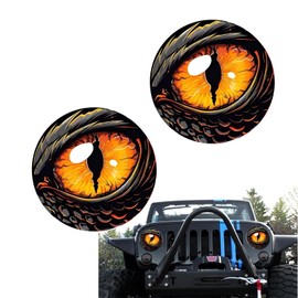 MLY 2PCS Beast Eyes Headlight Decals for J-eep, 3D Stereo Beast Eye Headlight Stickers, Cool Car Body Headlights Window Bumpers Decorative Decals, Compatible with Wrangler and Most Cars (Orange)