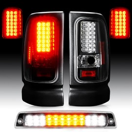 Cenfeild LED Tail Lights Assembly + 3rd Third Brake Cargo Lamp Fit for 1994-2001 Dodge Ram 1500, for 1994-2002 Dodge Ram 2500 3500 Rear Taillight and High Mount Stop Light, 3 Pcs, Clear Lens