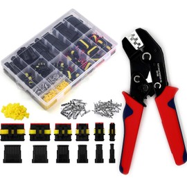 Twippo 800Pcs 50 Sets Waterproof Automotive Electrical Wire Connectors Plug Kit 1/2/3/4/5/6 Pin Waterproof Connectors with Ratchet Crimping Tool