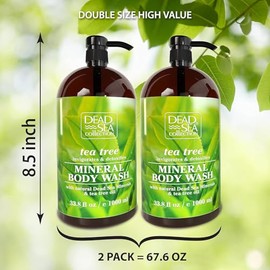 Dead Sea Collection Tea Tree Body Wash for Women and Men - with Pure Dead Sea Minerals and Tea Tree Oil - Cleanses and Moisturizes Skin - Pack of 2 (6