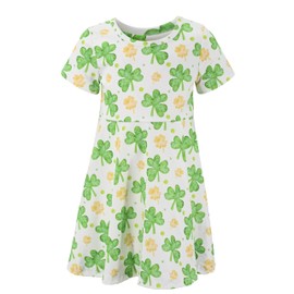 Girls St Patricks Day Dress Shamrock Outfit for Toddler Baby Girl Clover Dresses Saint Patrick's Day Kids Outfits (12Y, Gold)