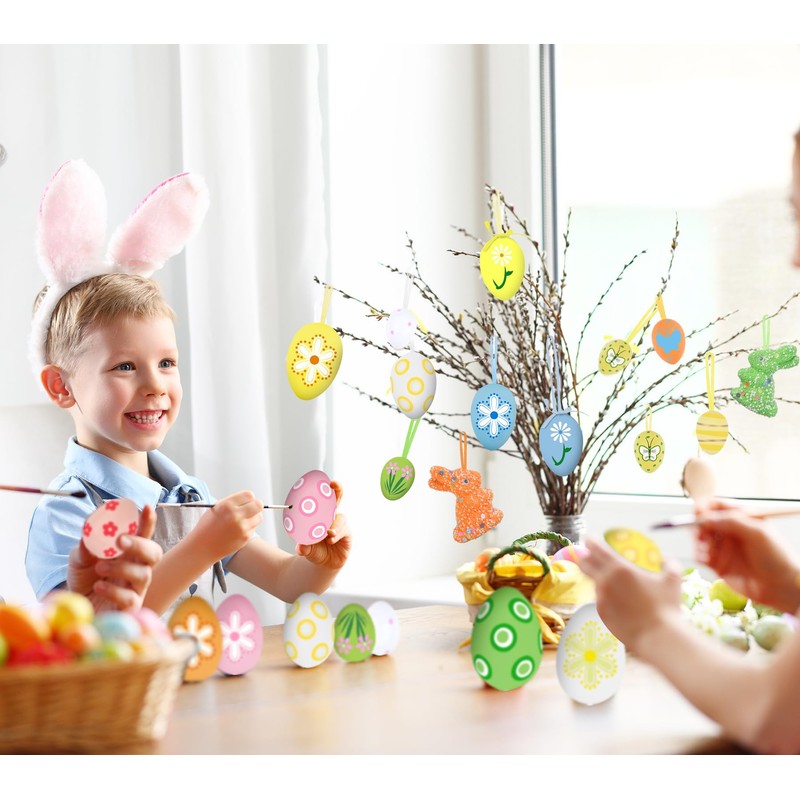 Cheloveer Easter Eggs for Hanging Outdoors, 39 Pieces Easter Eggs