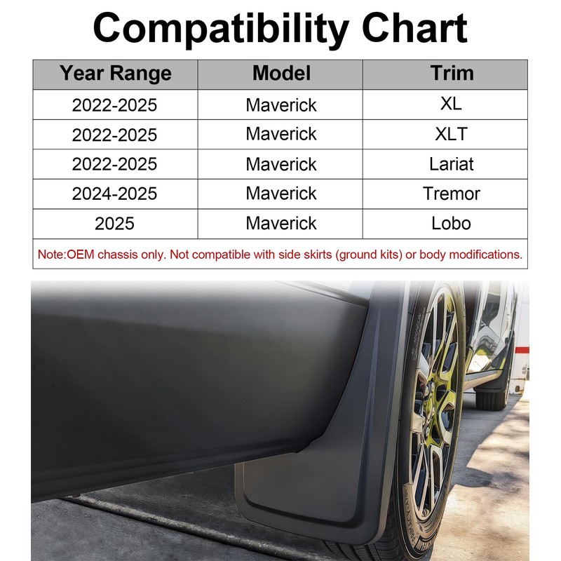 No Drilling Mud Flaps for Ford Maverick 2022-2025 Accessories Splash