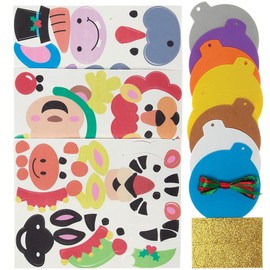 Baker Ross FX370 Jungle Animal Christmas Bauble Decoration Kits - Pack of 8, Kids Christmas Tree Decorations Craft Kit, Foam Arts and Crafts Christmas Decorations