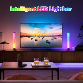 Euakee LED Light Bar, Music Sync RGB IC LED Light Bar, TV Backlight, Gaming Lamp Works RGB Ambient Smart Sync with Music and App Control for Room Gaming Decoration (32 cm 360°)
