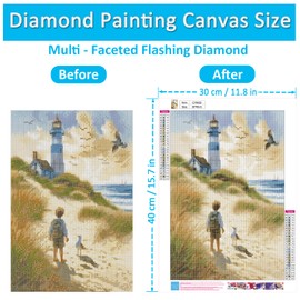 Josongslax Diamond Painting Kits with Storage Containers, 4 Pack 5D Diamond Art Kits for Adults, Arts Crafts for Adult DIY Home Wall Aesthetic Decor Gift 12 x 16 Inch, Seaside Scenery