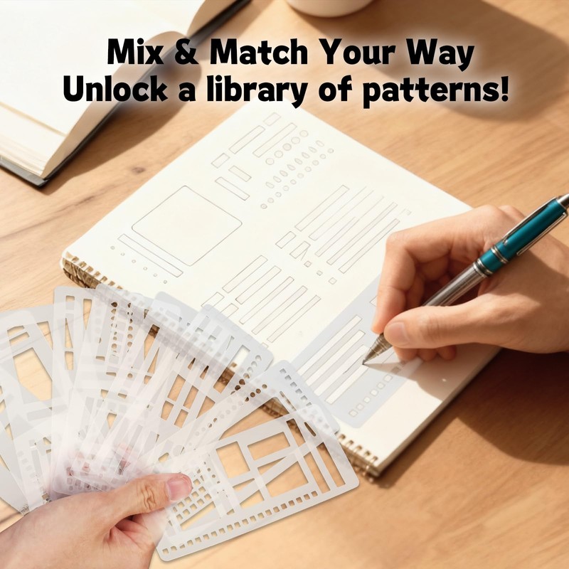 9 Pack Handmade Flexible Record Template, Reusable Planner Stencils Templates