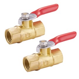 Minimprover Brass 2 PCS Inline Mini Ball Valve Shut Off Switch, 1/4" NPT Female x 1/4 INCH NPT Female Pipe Fittings, 180 Degree Operation Handle, Rated to 600 WOG for Tank Drain