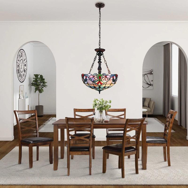 Radiance Goods Victorian Tiffany-Style Dark Bronze 2 Light Inverted Ceiling