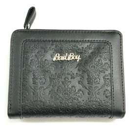 Bad Boy Bi-fold Wallet with L-Shaped Zipper Coin Case, Black