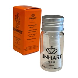 Linhart Dental Microfiber Dental Floss – 25m Eco Refillable Glass Bottle – Mint & Xylitol – Gentle, Non-Tearing, Dentist Designed – Sustainable, Vegan, BPA-Free, Freshens Breath Naturally