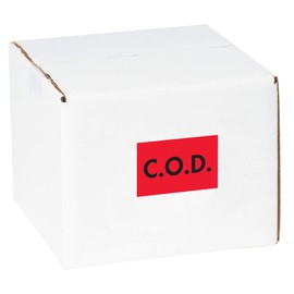 Tape Logic Aviditi Tape Logic 2" x 3","C.O.D." Fluorescent Red Warning Sticker, for Shipping, Handling, Packing, and Moving (1 Roll of 500 Labels)