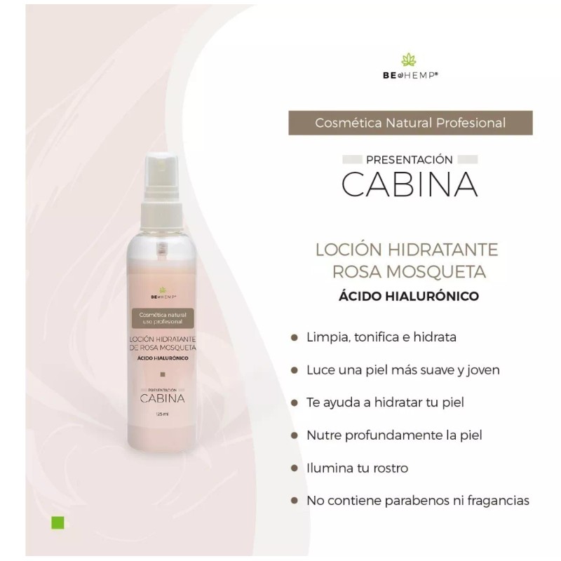 Beohemp Loción Facial Hidratante De Rosas, Ácido Hialurónico 125 Ml