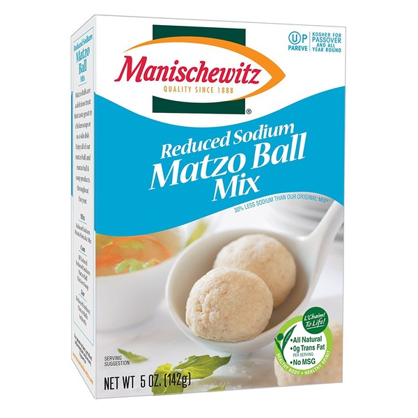 MANISCHEWITZ Reduced Sodium Matzo Ball Mix, 5-Ounce Boxes (Pack of 6)