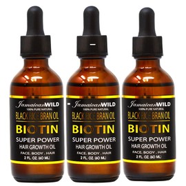 Jamaican Wild Black Rice Bran Oil Biotin Super Power Hair Growth 2oz (Pack of 3)
