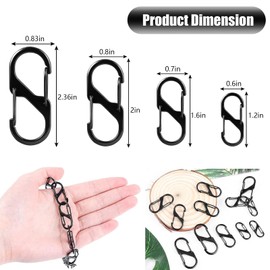 Zipper Lock Clip, 20 pcs Small Keychain Clip, S Carabiner Clips for Home, Hiking, Outdoor, Camping, Fishing, Key, Backpack(Black)