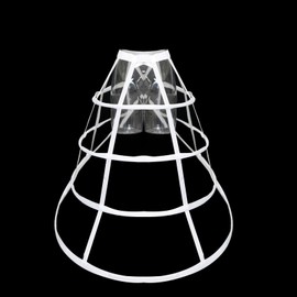 MYAYD Women's Fishbone hollowed Cross Birdcage Hoop Skirt Brace Lolita Half length Petticoat Pannier (White)