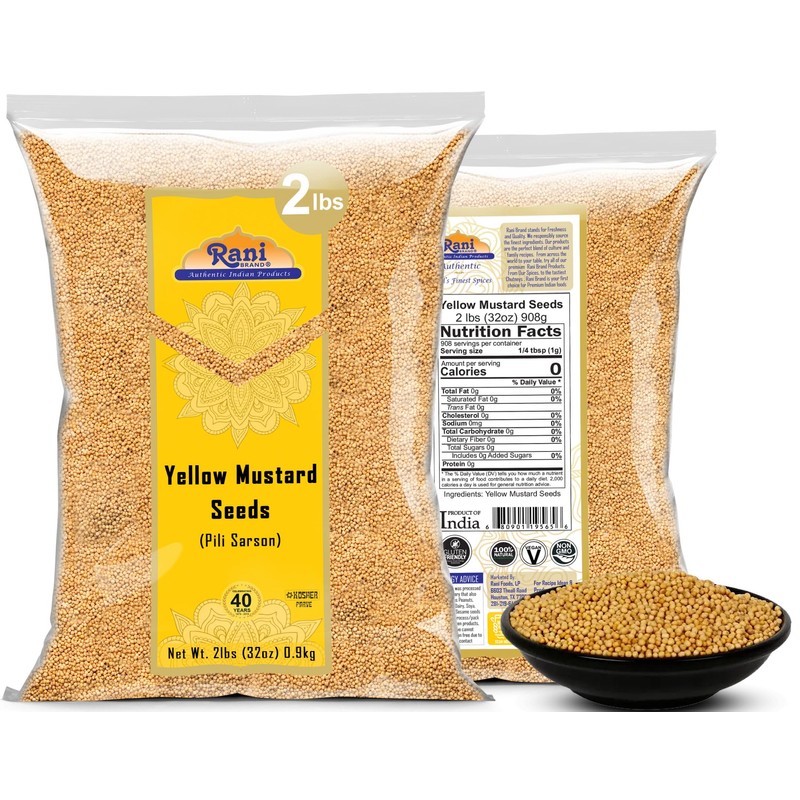 Rani Yellow Mustard Seeds Whole Spice 32oz (2lbs) 908g ~