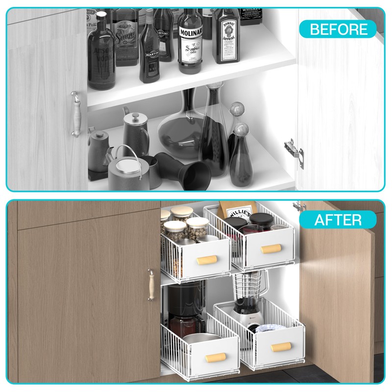 Pull out Cabinet Organizer Fixed with Adhesive Nano Film, Simple