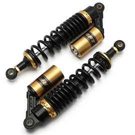 Hegeiis 340mm 13.38 inch 7mm Spring Universal Motorcycle Air Shock Absorber Rear Suspension ATV Quad Scooter Dirt Bike For 50cc 75cc 90cc 125cc 150cc 250cc 300cc Black Gold