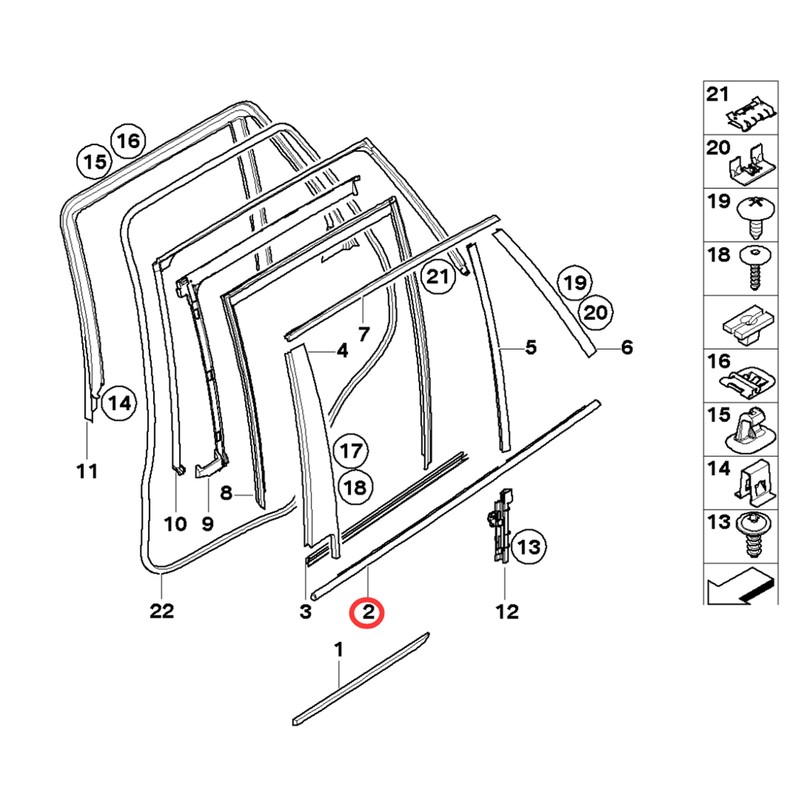 Door Window Glass Channel Weather Strip Rear Right 51357060250 Replacement