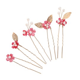 Beavorty 5pcs Handmade Flower Hair Pins Romantic Pearl Bride Headpiece for Weddings Proms and Special Occasions Lightweight and Comfortable Bridesmaid Accessories Simulated Floral Design