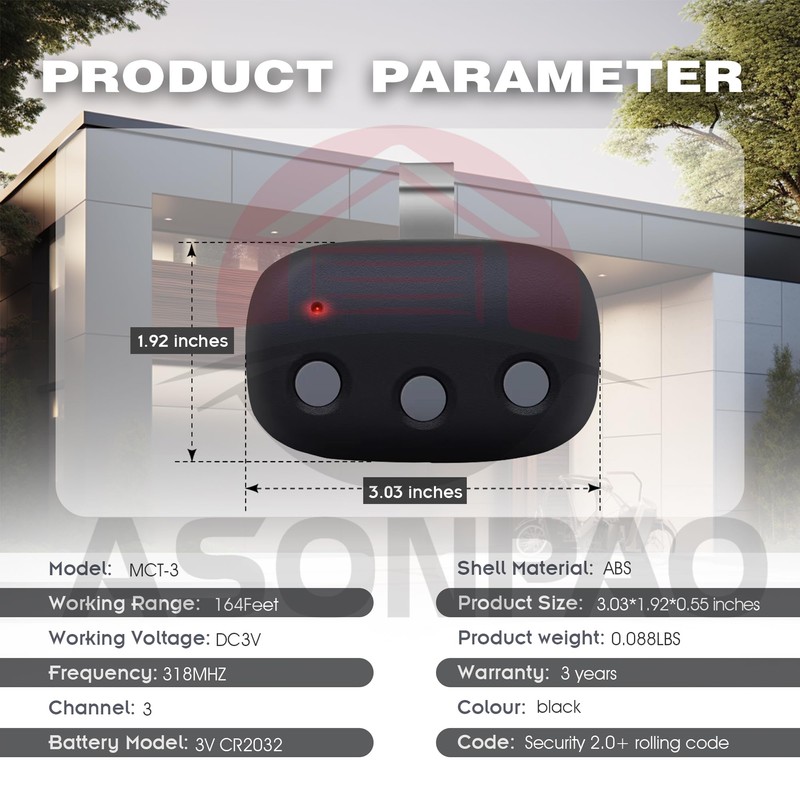 MCT-3 DNT00089 Megacode 318MHZ Linear Garage Door Opener Remote LD033