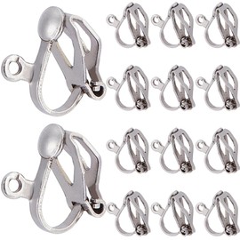 SOFPLATE 1 Box 80Pcs Silver Earring Converter Clip on Earrings Findings Painless Clip on Earring Components with Loop Non Pierced Stainless Steel Earring Clips for jewellery Making Supplies DIY Craft