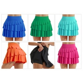 MIRATIMA International Women's 3-Tier Line Dance Wear Skirt 3ea