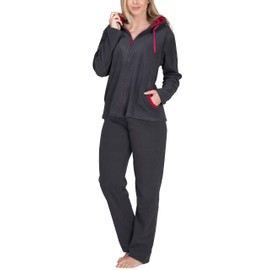Sloucher Women's Fleece Suit, Warm Fleece Leisure Suit - charcoal, size: 52-54