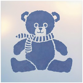 Teddy Bear 2 Stencil - 6.2" x 6.2" Children Kids Drawing Sidewalk Chalk Washable Plastic Fun Art DIY Template Reusable Laser Cut Mylar for Painting Home Decor DIY Crafts - The Artful Stencil