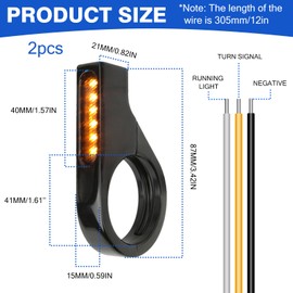 2Pcs Motorcycle Turn Signals Led Harley Turn Signals Motorcycle Front Turn Signals Turn Signal Assembly 41mm Front Fork Clamp Amber Lamp 12v Fit Honda Harley Yamaha Suzuki Kawasaki