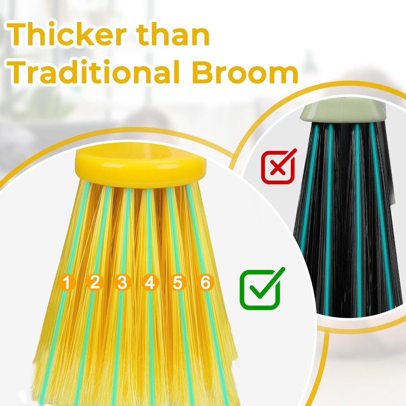 Indoor Broom for Floors 55” Soft Bristle Brooms for Sweeping