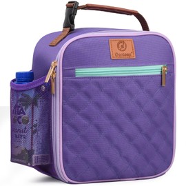 Lunch Box for Women Men Kids Girls Teen Adults,Insulated Lunch Bag with Bottle Holder,Small Lunch Box Cooler Lightweight Reusable Lunch Box for Work Office School Travel Picnic-Purple