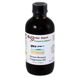 Ocean Breeze Fragrance Oil - 4 oz - Supplied in 4 oz. Amber Glass Bottle with Black Phenolic Cone Lined and Safety Sealed Cap
