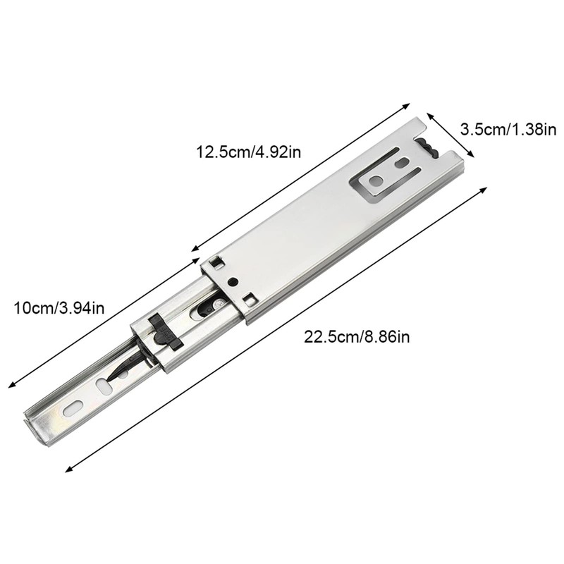 2pcs 5in Mini Short Drawer Slides Furniture Guide Rail Full