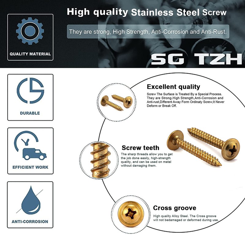 #8 x 1/2" Wood Screw 100Pcs Alloy Steel Standard Thread