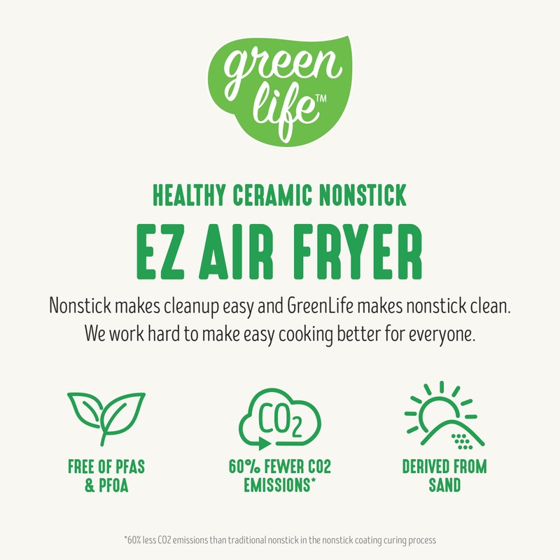 GreenLife 4.5QT Air Fryer, Mechanical Dial Controls, PFAS-Free Ceramic Nonstick