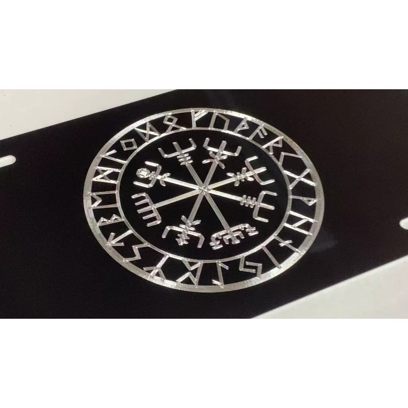 Diamond Etched Products Engraved Viking Runes Vegvisir Compass Car Tag