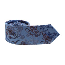 Dan Smith Thin Necktie For Men Paisley 2.15" Slim Ties Blue DAE7B22B Light Sky Blue,Root Beer Silk Blend